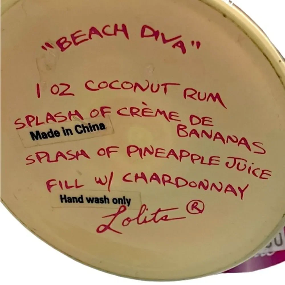 LOLITA - “Beach Diva” * Love my Wine * Hand-painted Wine Glass